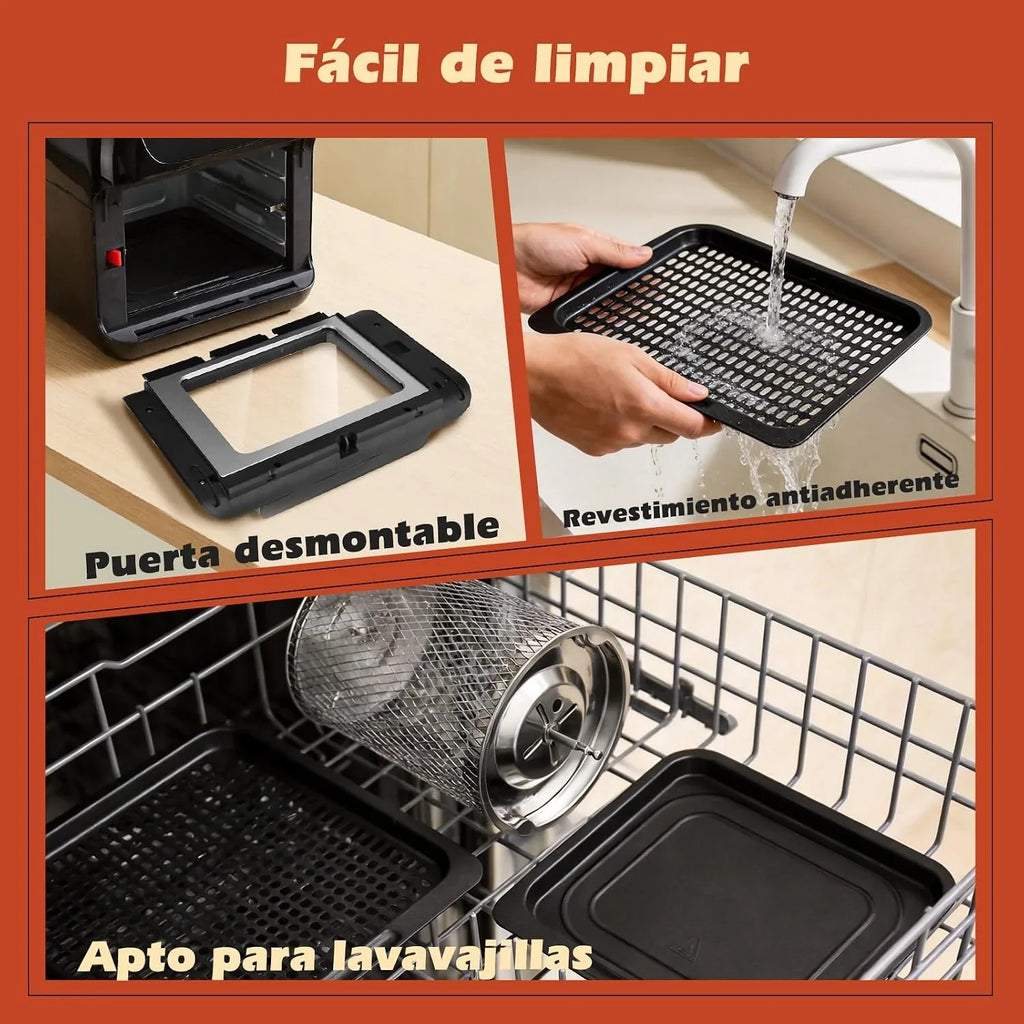 Aigostar Freidora Aire 12L con Sistema giratorio 1500W, Horno de Aire
