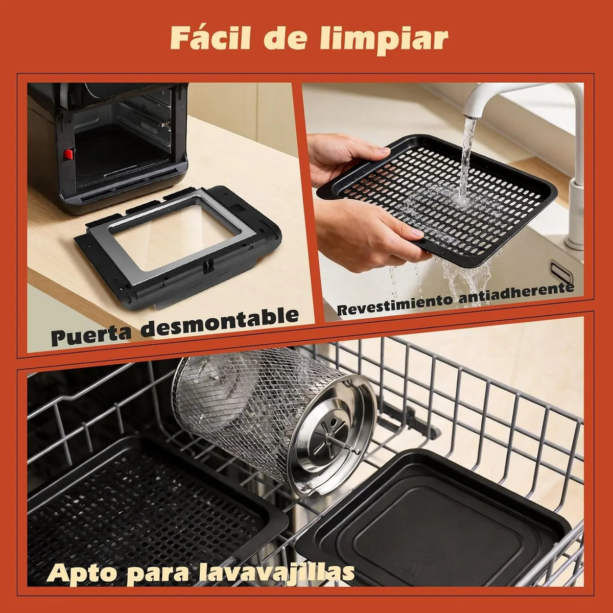 Aigostar Freidora Aire 12L con Sistema giratorio 1500W, Horno de Aire
