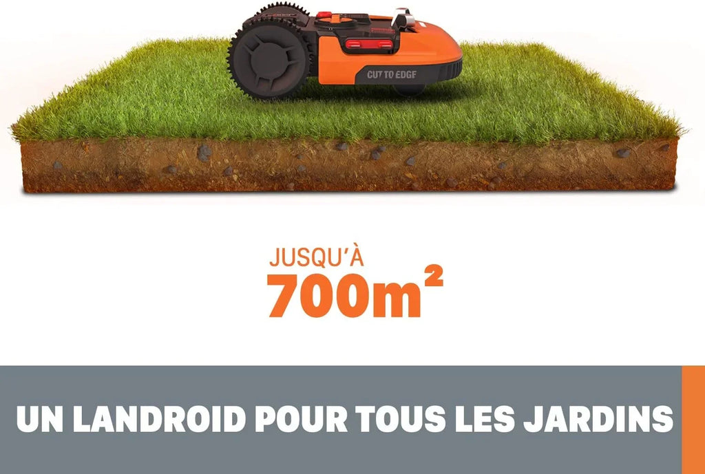 WORX Robot cortacésped Landroid M700 Plus 20V Máx. | WR167E | Superficie de hasta 700m2 | Pendientes de hasta el 35% | Navegación Inteligente |Cut to Edge 2,6 cm del Borde