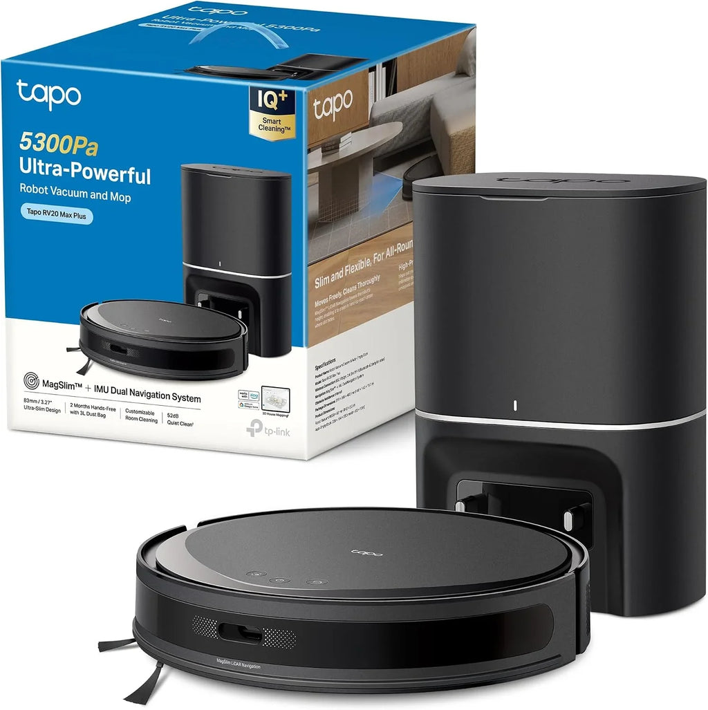 Tapo RV20 MAX Plus - Robot Aspirador Fregasuelos, Base Autolimpieza, 5300Pa