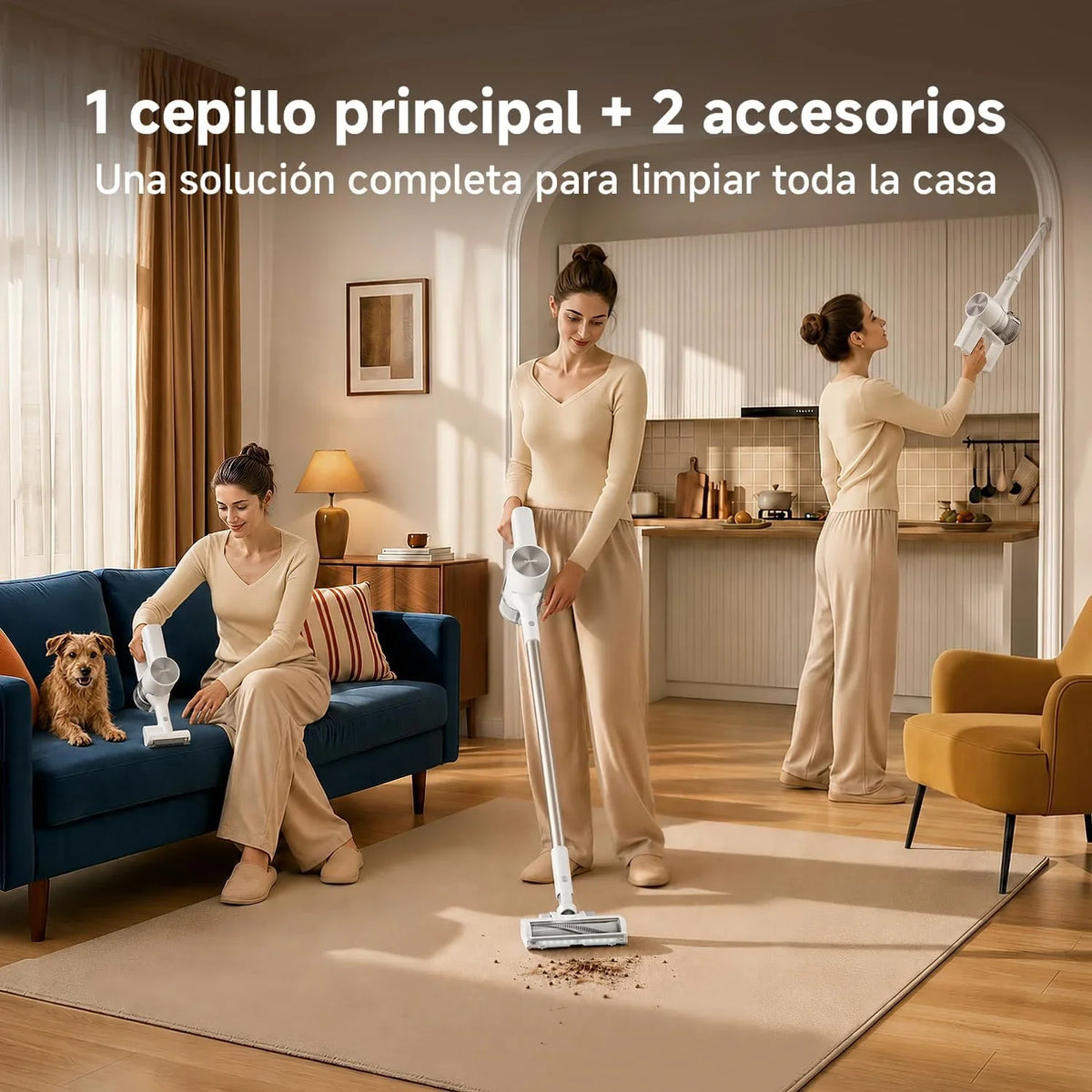 XIAOMI Aspiradora inalámbrica G20, 25 kPa / 150 AW, 60 min de autonomía, filtración 99.9%, con luz Frontal para detección de Polvo, Ideal para Suelos Duros, alfombras y Pelo de Mascotas
