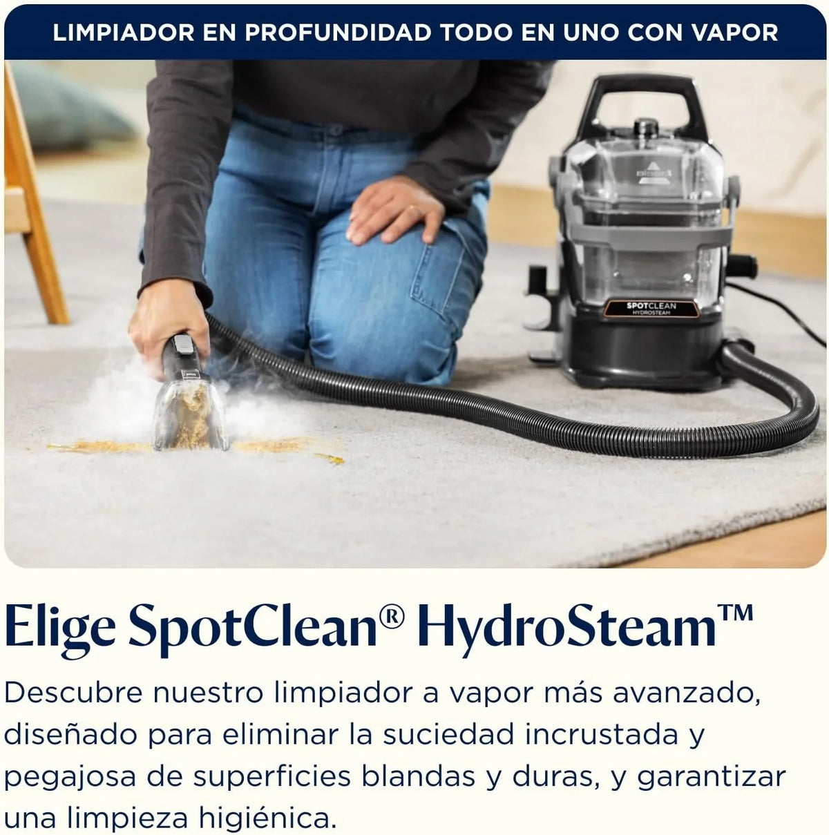 BISSELL SpotClean HydroSteam Aspiradora de Agua Tapicería 1000W 3689N