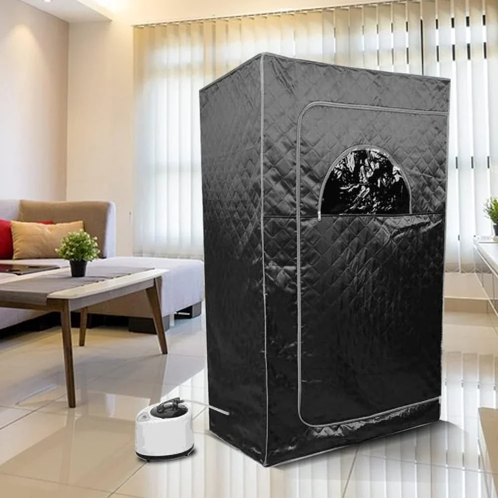 1000 W Sauna completa del cuerpo con cabina de vapor, generador de vapor, mando a distancia, sauna de vapor portátil y plegable, sauna SPA para casa, 100 x 80 x 170 cm, color negro