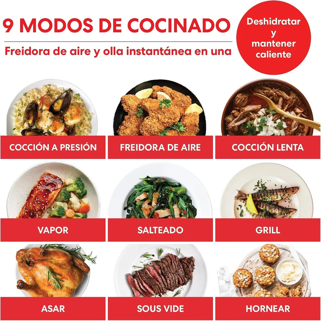 Instant Pot DUO CRISP + Air Fryer 8L, Acero inoxidable - Robot de cocina (11 funciones en 1: olla a presión, sartén, vapor, olla lenta) (140-0042-01-EU)