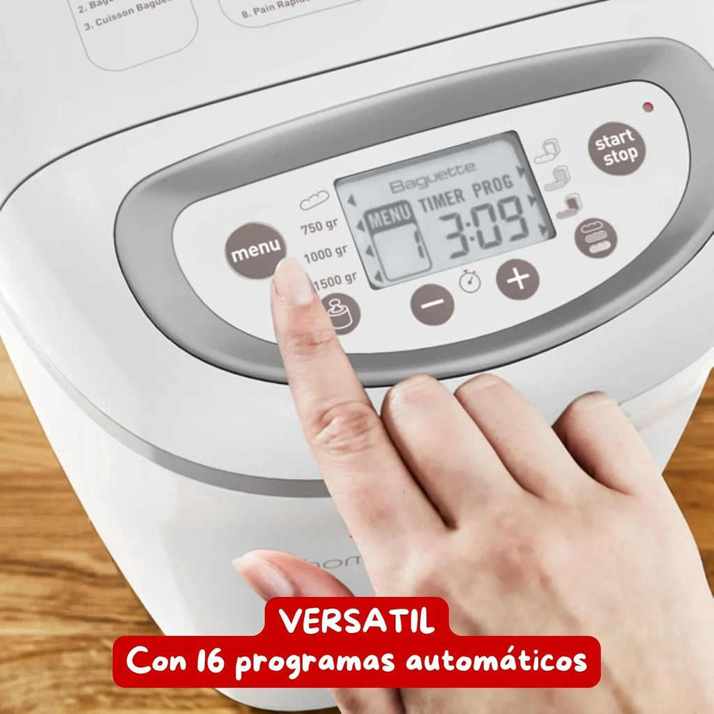 Moulinex Home Bread Baguette, Panificadora de 16 programas