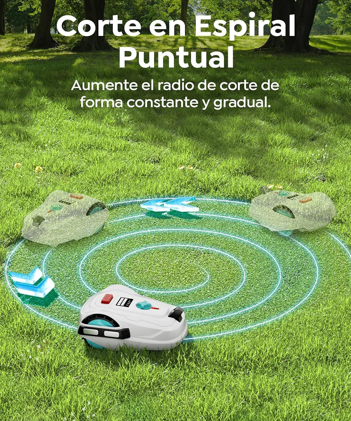 YARDCARE M800Plus Robot Cortacésped sin Cable Perimetral, 800 m², Posicionamiento GPS + Visión IA, Robot Cortacésped sin Cables, Modo de Corte en U, Detección de 150 Obstáculos, Carga Automática, App