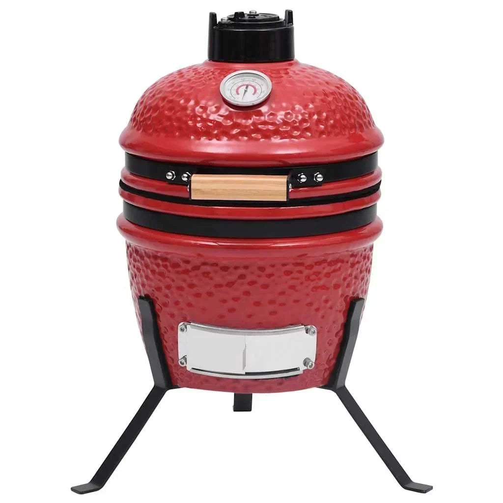 2 En 1 Barbacoa Ahumadora Kamado De Cerámica Rojo 56 Cm Vidaxl