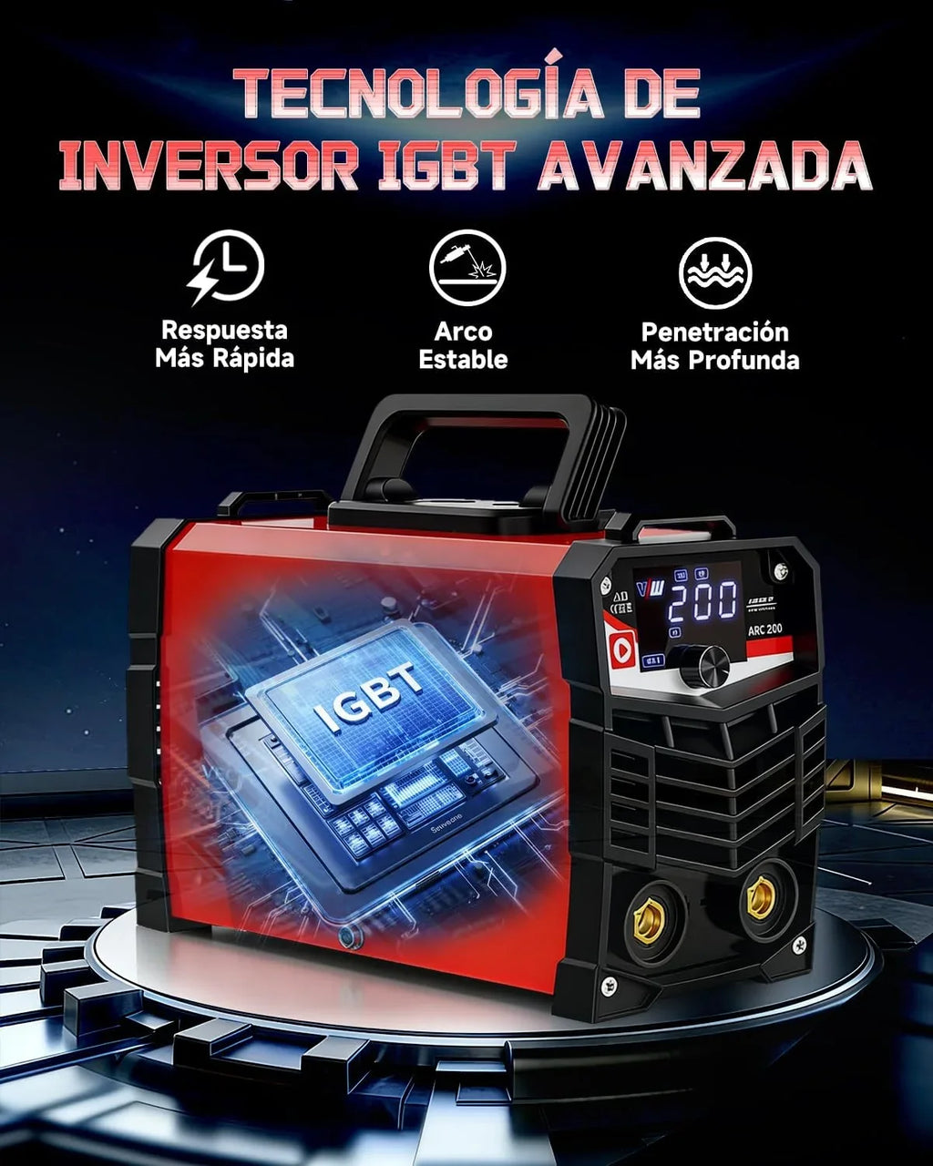 VECTOR WELDING Máquina de Soldar Inverter de Electrodos 200A, Soldadora MMA