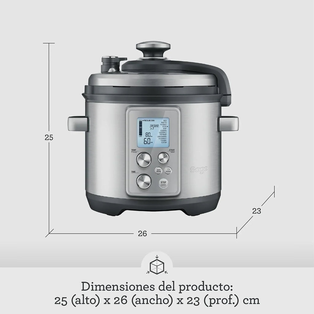 Sage Fast Slow Go Pro, Olla de Cocción a Presión y Lenta, Acero Inoxidable