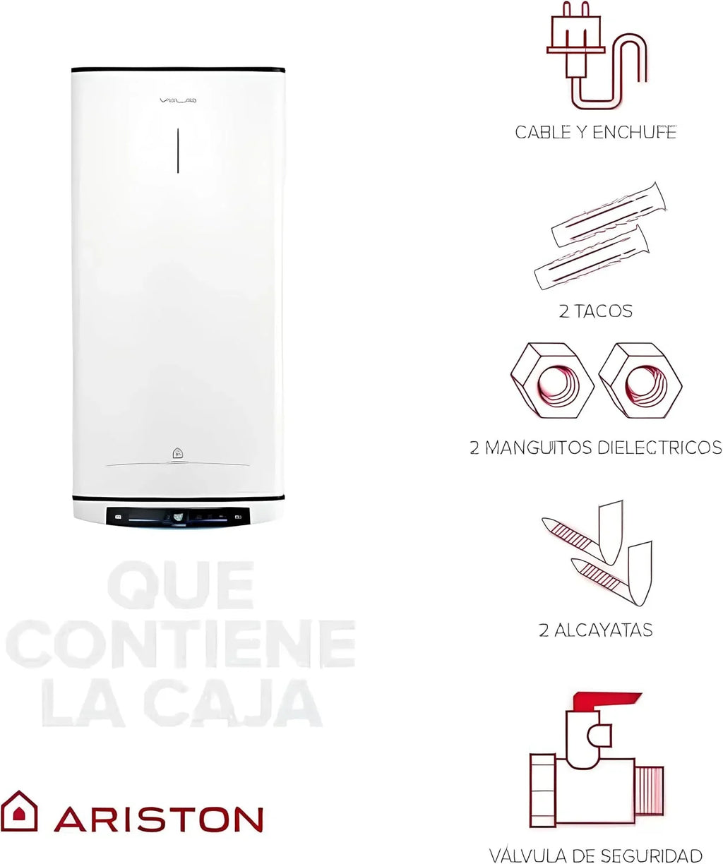 Ariston Velis Pro Wifi (ex Fleck Duo 5) - Electric Thermo 80 Liters Flat 27.5 cm, Multiposition, WiFi with App Control and First Shower in 46min - After-Sales Service only Available in Spain