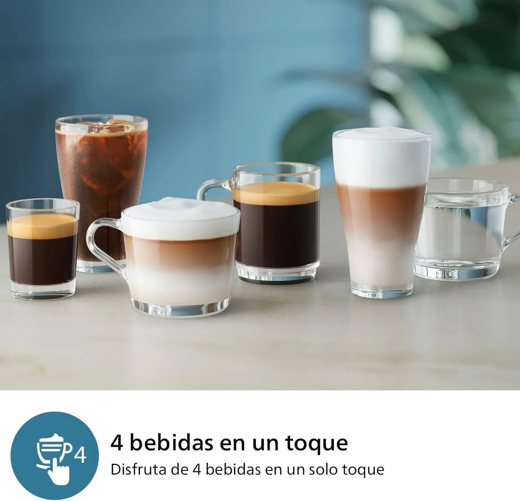 PHILIPS 2300 Cafetera Superautomática LatteGo, 4 bebidas, Negro Mate
