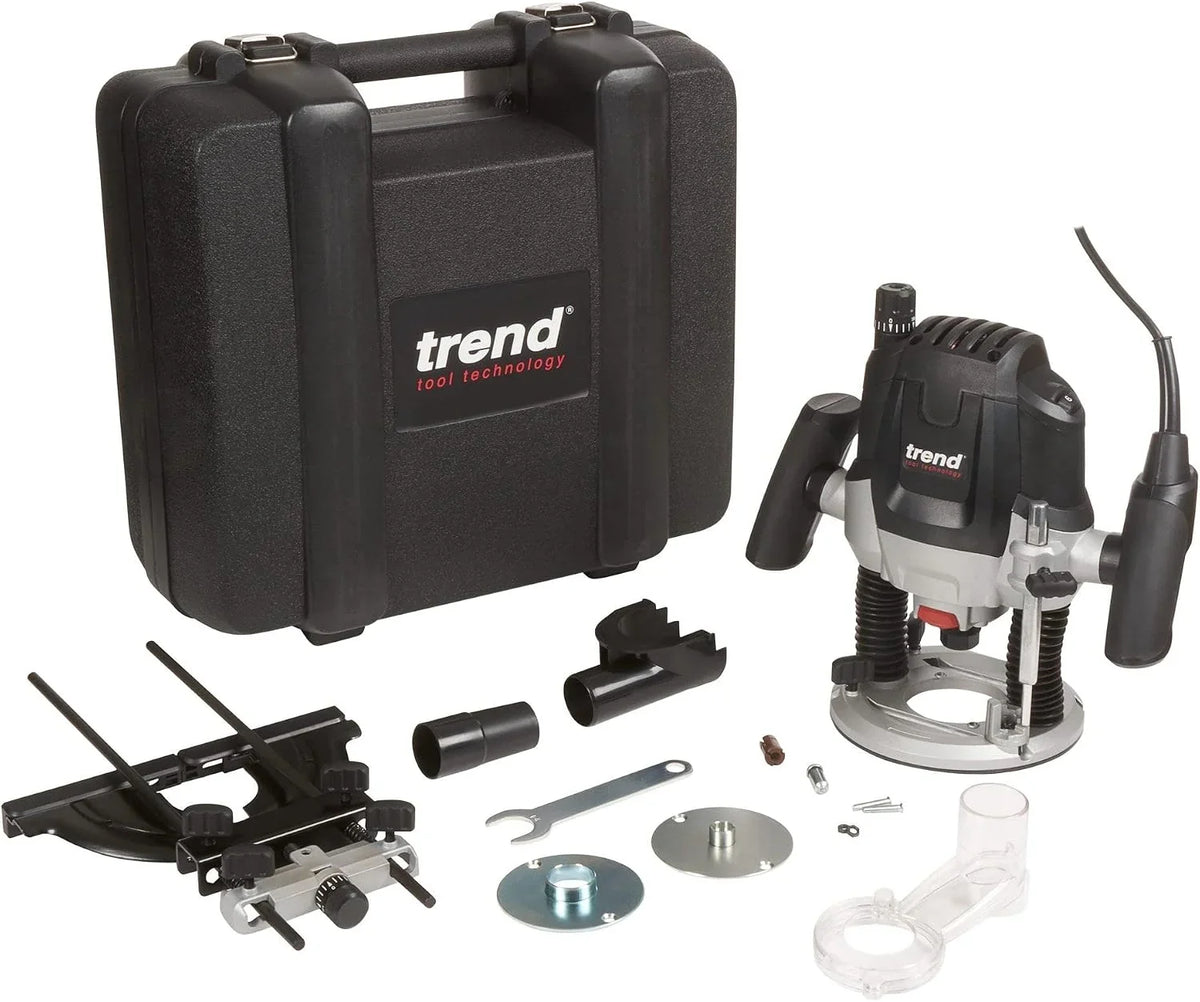 Trend Fresadora de velocidad variable 2100 W 12 mm 230 V UE, profundidad de entrada de 50 mm, fresadora para múltiples trabajos de fresado, T7EK/EURO