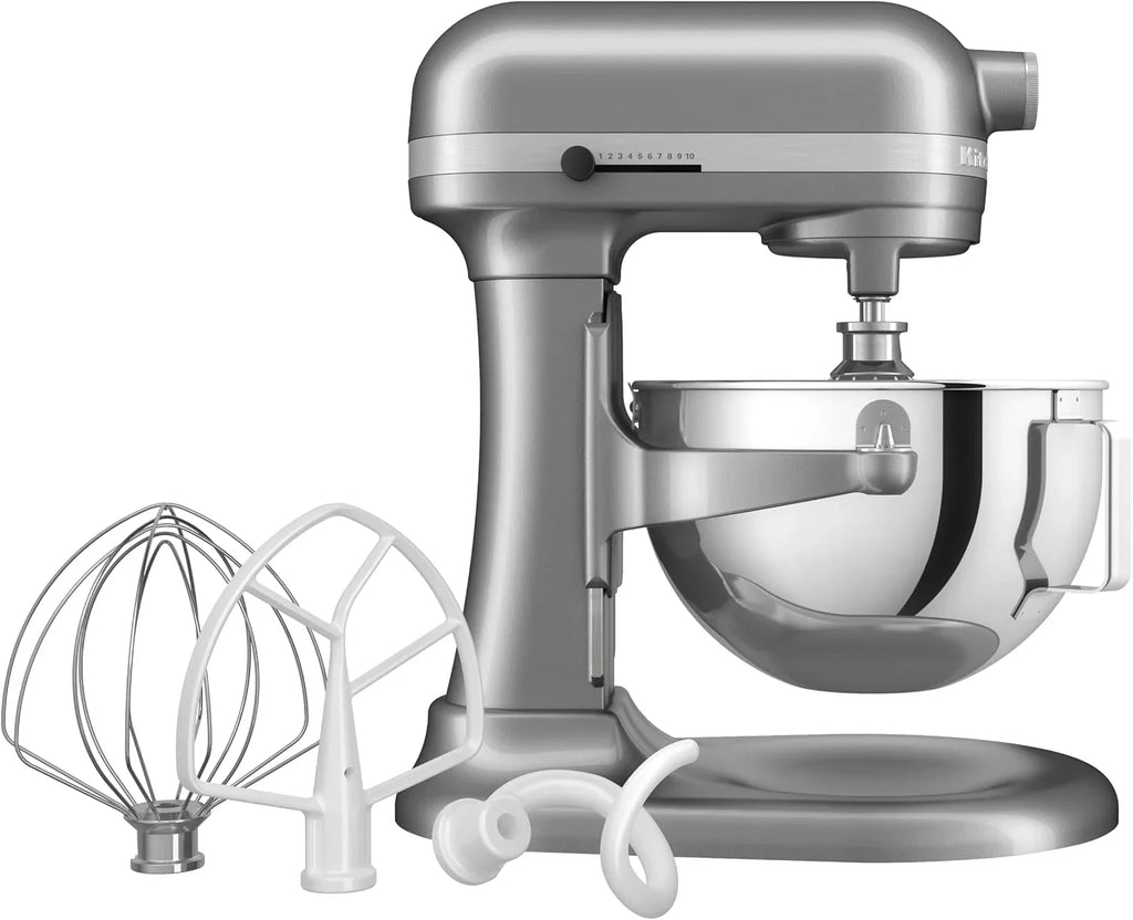 KitchenAid Batidora Amasadora Bowl-Lift 5.2L Heavy Duty, Cuerpo y Engranajes Metálicos, 11 Velocidades, Flex Edge, 67 Puntos de Contacto, Contour Silver