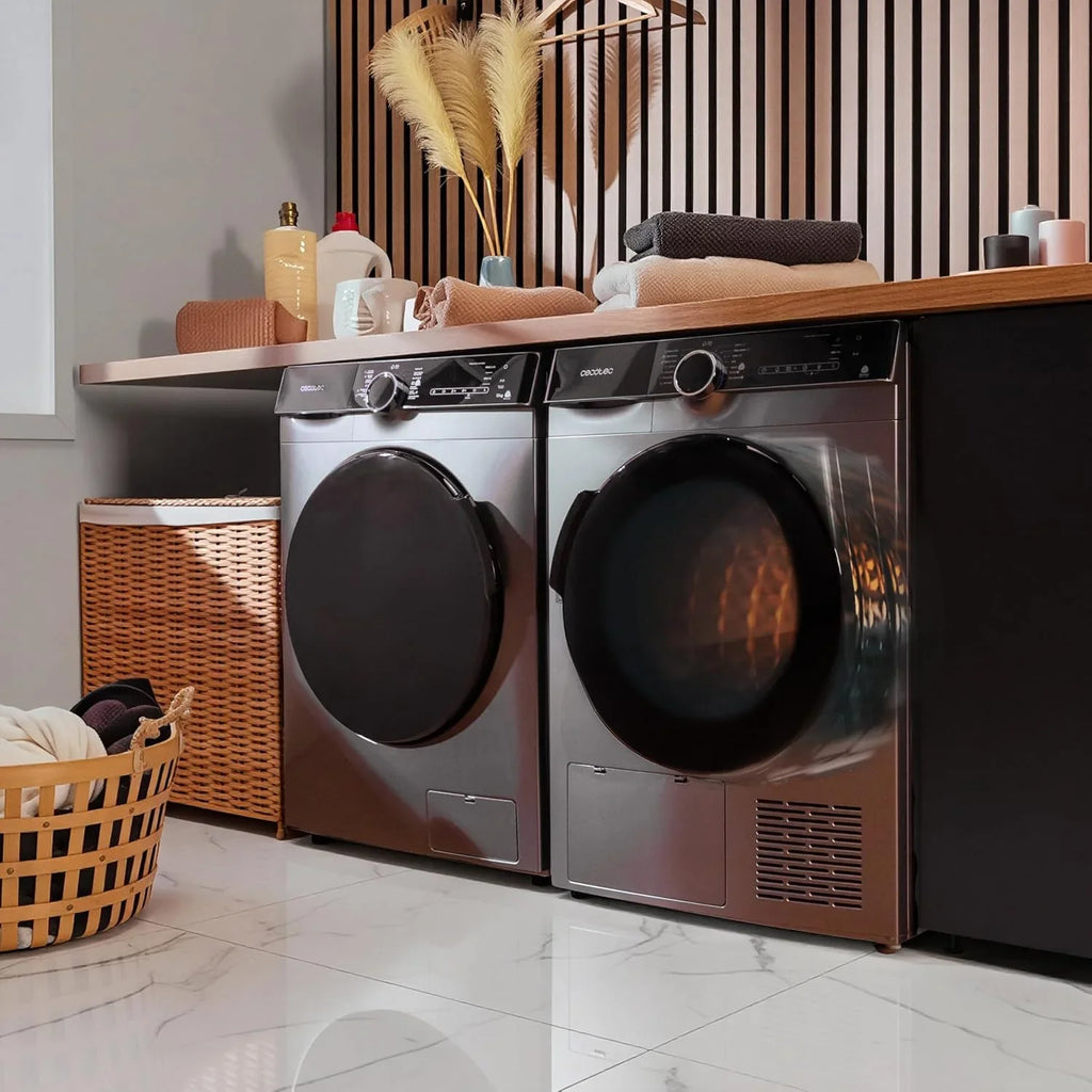 Cecotec Secadora de Ropa Bomba de Calor 10kg Bolero Dresscode Dry 10505 Inverter Steel. Clase Equivalente A+++, 14 Programas, Funciones como UV Care, Planchado Fácil, Certificación Woolmark, Inox