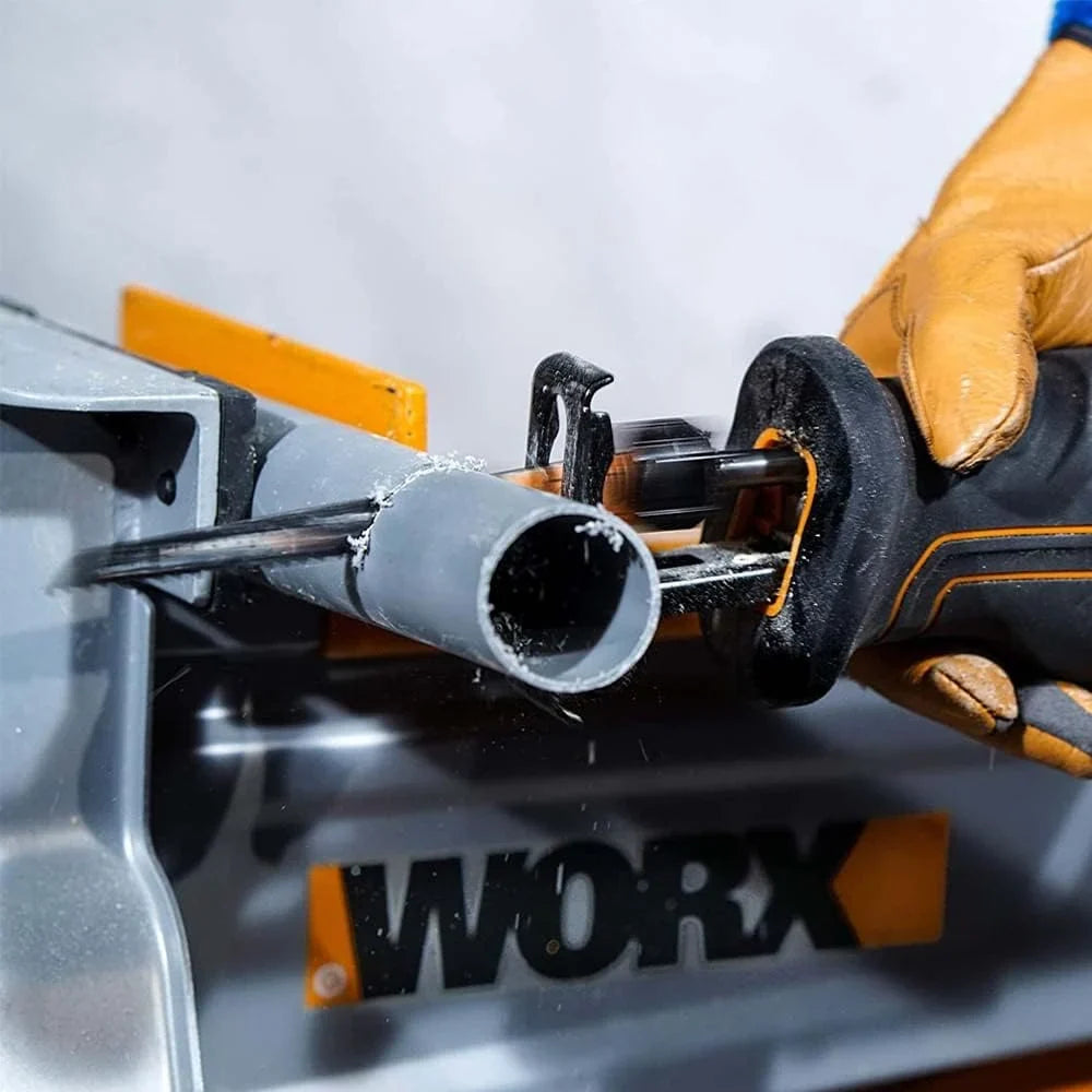 WORX WX500 Sierra de sable 20V PowerShare, Batería 2Ah, Control de velocidad variable, Cambio de cuchillas sin herramientas, Patín pivotante ajustable