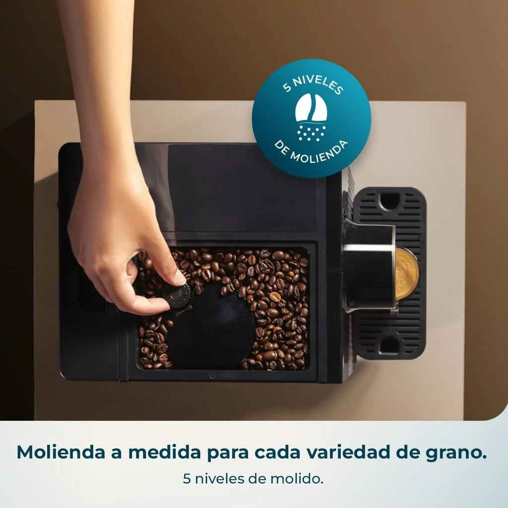 Cecotec Cafetera Superautomática Compacta Cremmaet Cube Red. 1350W, Rendimiento Profesional, Sistema de Prensado, Pre-Infusión, 19Bares, Sistema Thermoblock, 5 Niveles de Molienda, Control Táctil