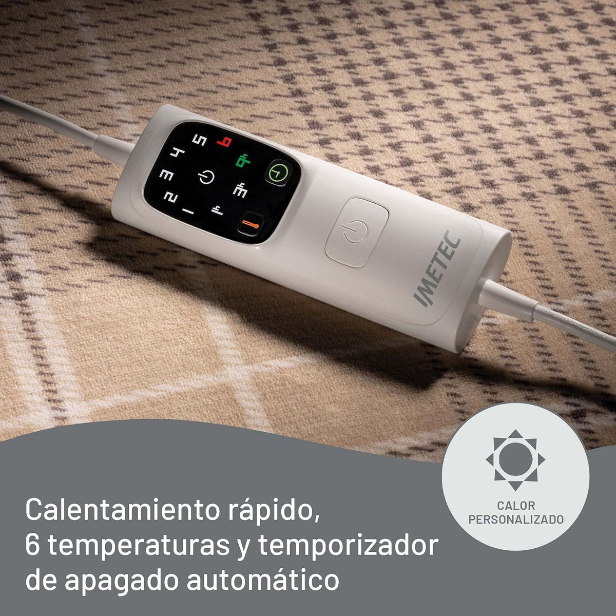 Imetec Adapto Elegance, Plaid Calefactable, Manta Eléctrica,Tejido Suave 180 x 140 Cm,Ahorro Energético,Tecnología Adapto, Óptimo, Calentamiento Rápido, 6 Temperaturas, Lavable,Marrón, 1.75 kilograms