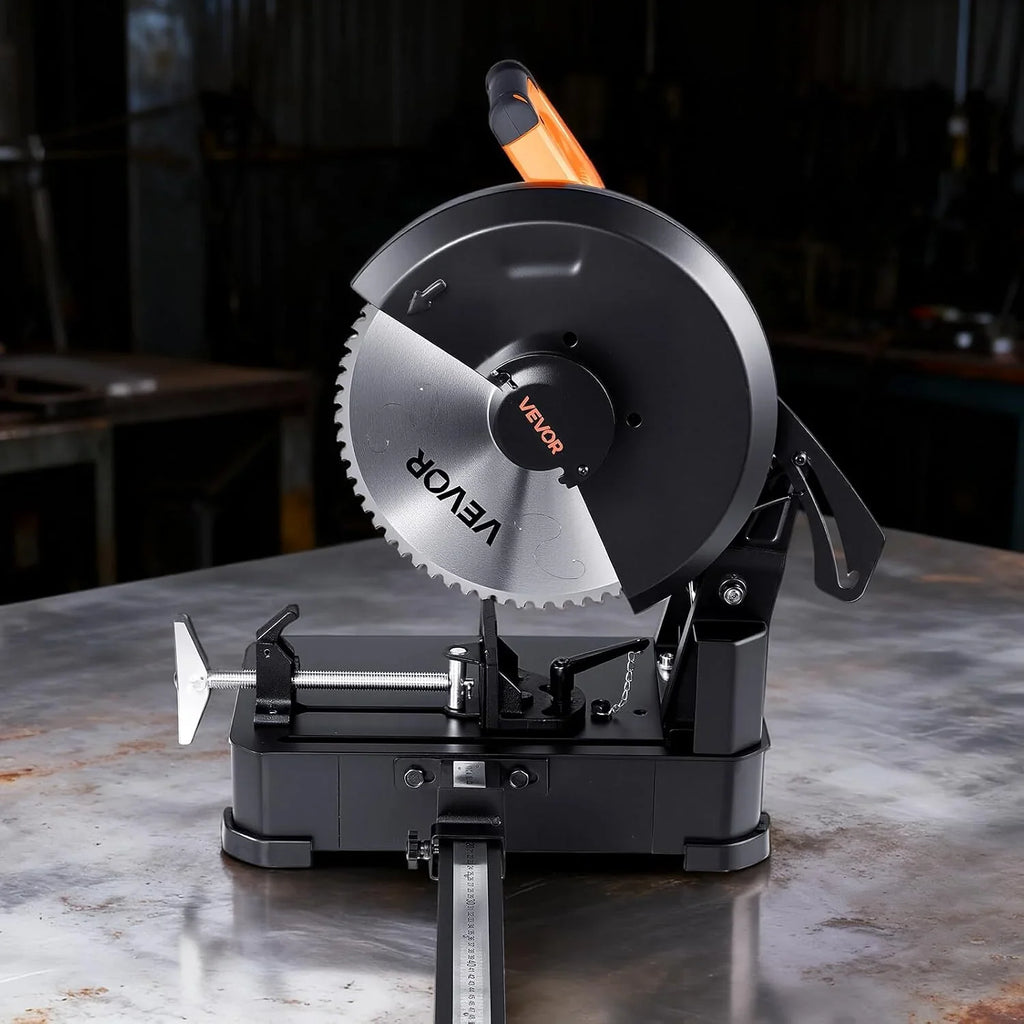 VEVOR Sierra Ingletadora, con Hoja de Sierra de Corte en Frío de Acero Inoxidable de 355 mm, Motor sin Escobillas de 3500 W y 750-1200 RPM, para Tubos Cuadrados y Planos, Aceros en Forma de L