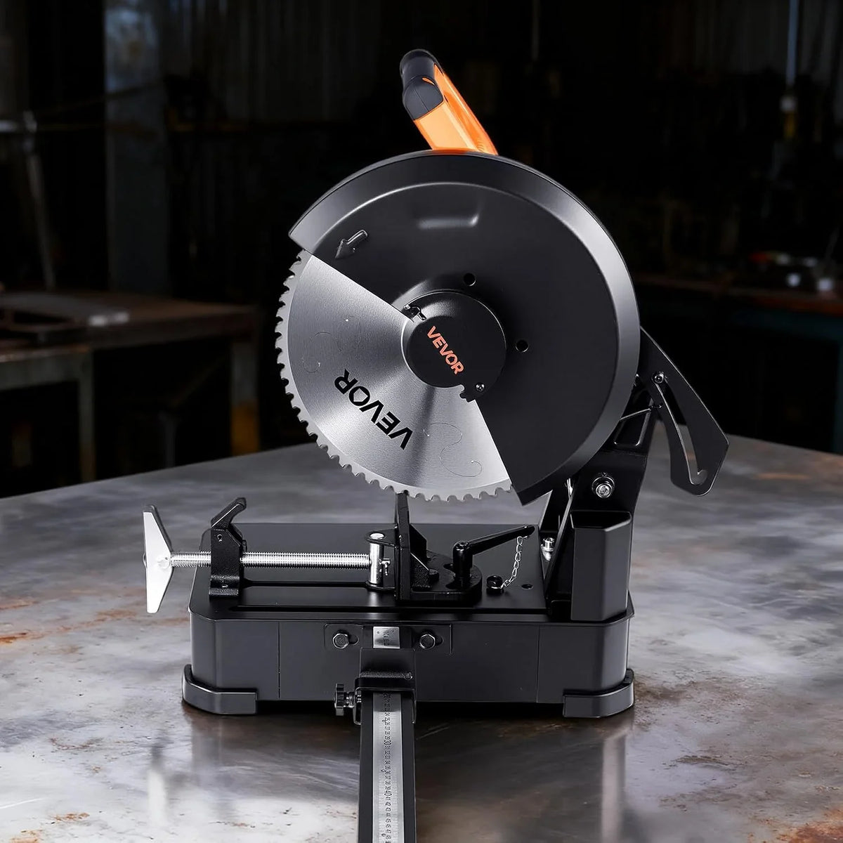 VEVOR Sierra Ingletadora, con Hoja de Sierra de Corte en Frío de Acero Inoxidable de 355 mm, Motor sin Escobillas de 3500 W y 750-1200 RPM, para Tubos Cuadrados y Planos, Aceros en Forma de L