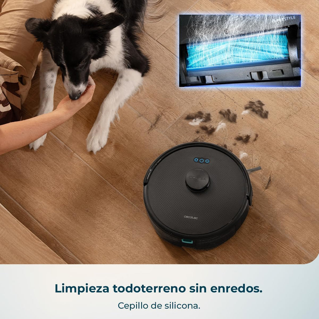 Cecotec Robot Aspirador y Friegasuelos con Base Autovaciado Conga Y70 Genesis. Navegación Láser y Ultrapotencia de 20000Pa, Base para 12 Semanas, Cepillo Anti-Enredos, Cobertura 180 m², App Control