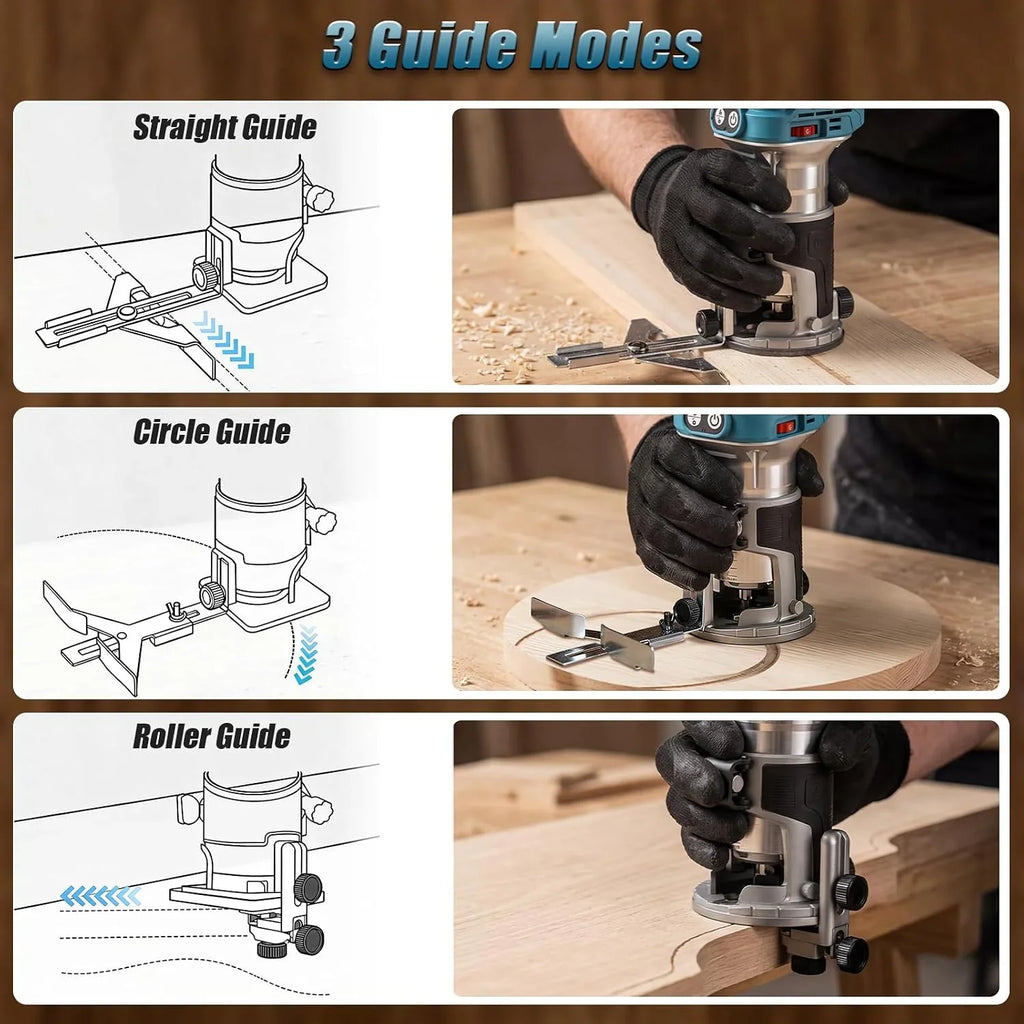 Yofuly Fresadora para Madera sin Escobillas con 2 Baterías de 4,0Ah