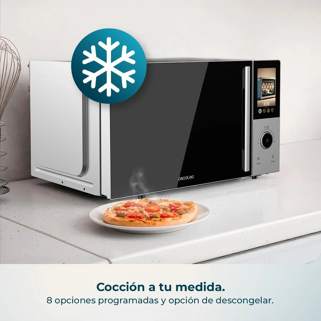 Cecotec Microondas Digital Táctil con Grill 25L Convection 2500 Touch. 900W, Grill 1200W, Control Táctil, Convección 2200 W, 8 Programas, Temporizador 60min, Plato Giratorio 315 mm, Seguro
