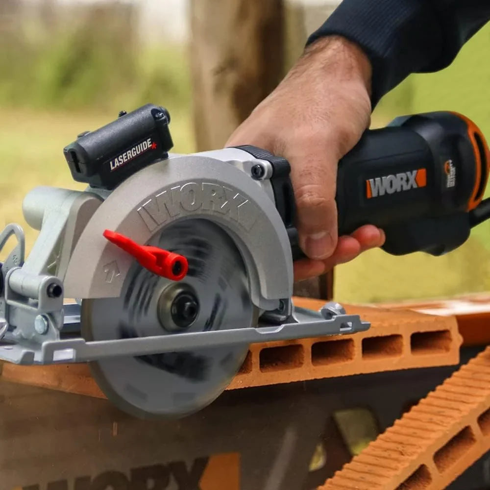 WORX Sierra circular WORXSaw XL 46mm, 800W | WX437 | Guía láser, sistema de aspiración integrado, rápido ajuste de profundidad, cambio de disco sencillo