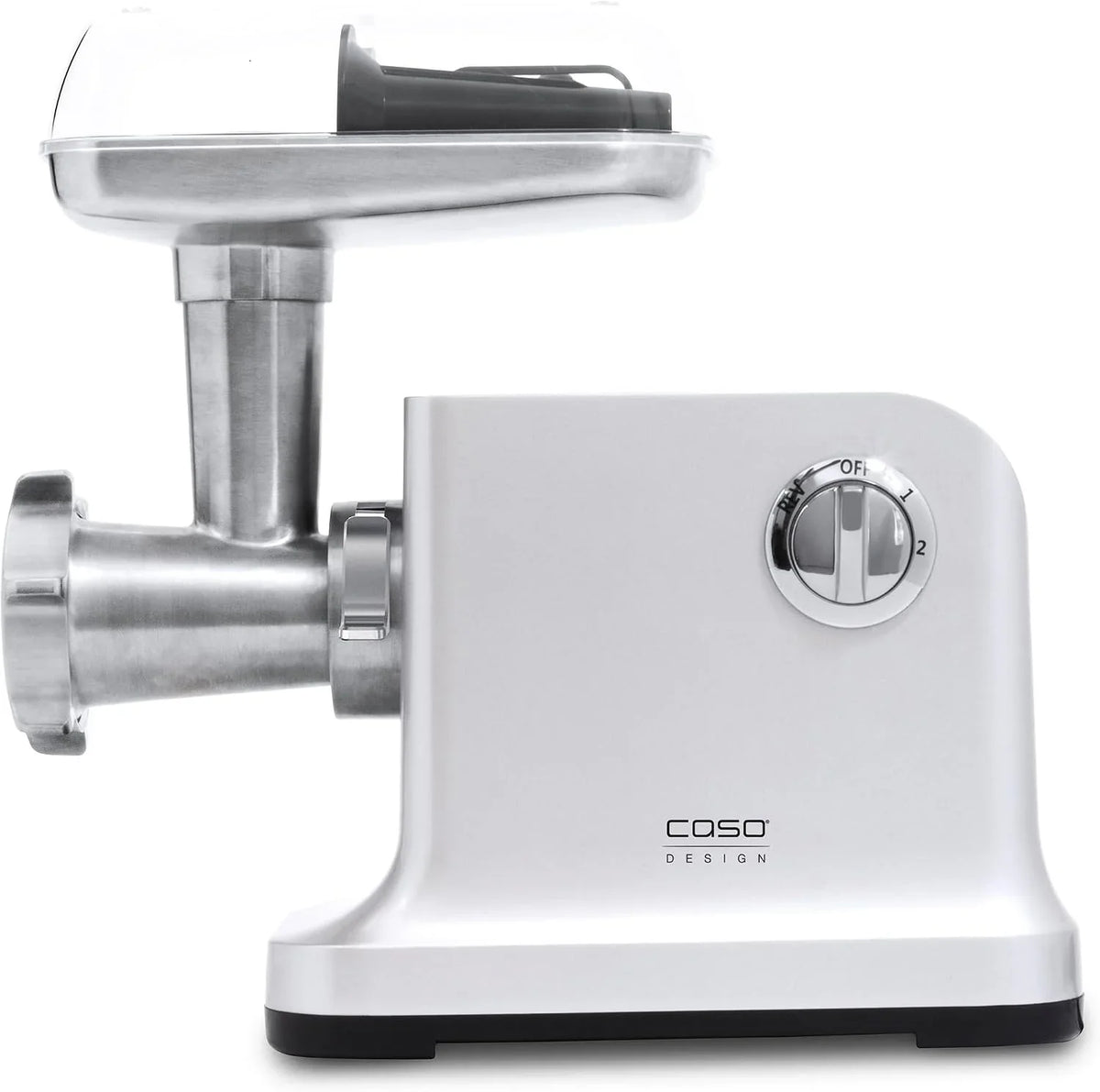 Caso FW2000 - Picadora de carne eléctrica, incluye galletas de salpicar, accesorio nominal, 800 W, 2000 W locked, aprox. 2kg/minuto, carcasa de aluminio fundido, potente motor, plateado