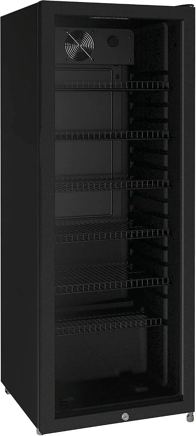 METRO Professional Frigorífico para Bebidas GSC4240B, Nevera Vertical con Puerta de Cristal, 54 x 54.5 x 139.5 cm, Iluminación Led, 6 Estantes Ajustables, con Cerradura, 4-18 °C (237 L, Negro)
