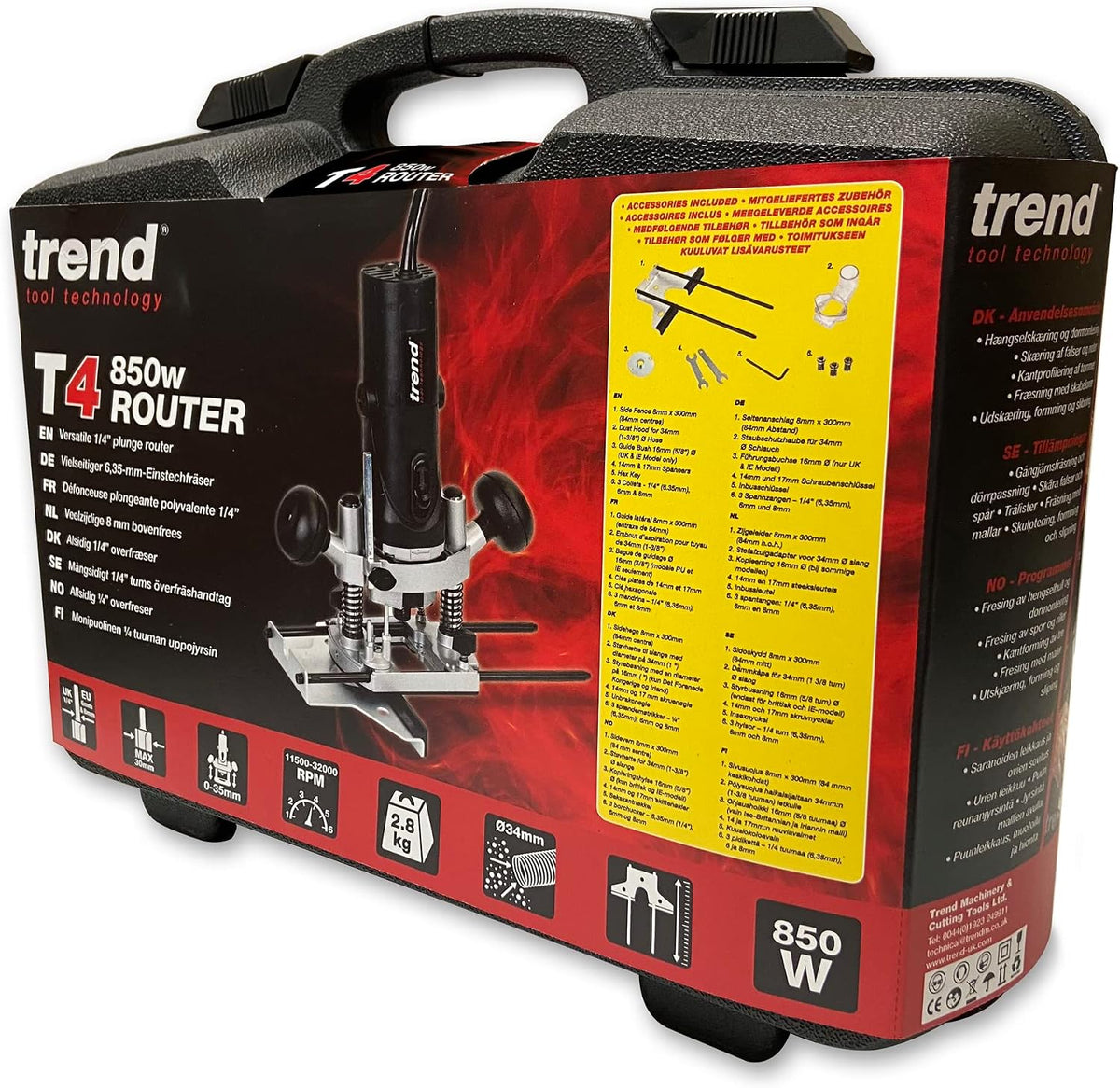 Trend Fresadora 850 W, 8 mm, velocidad variable, 35 mm, 230 V EU