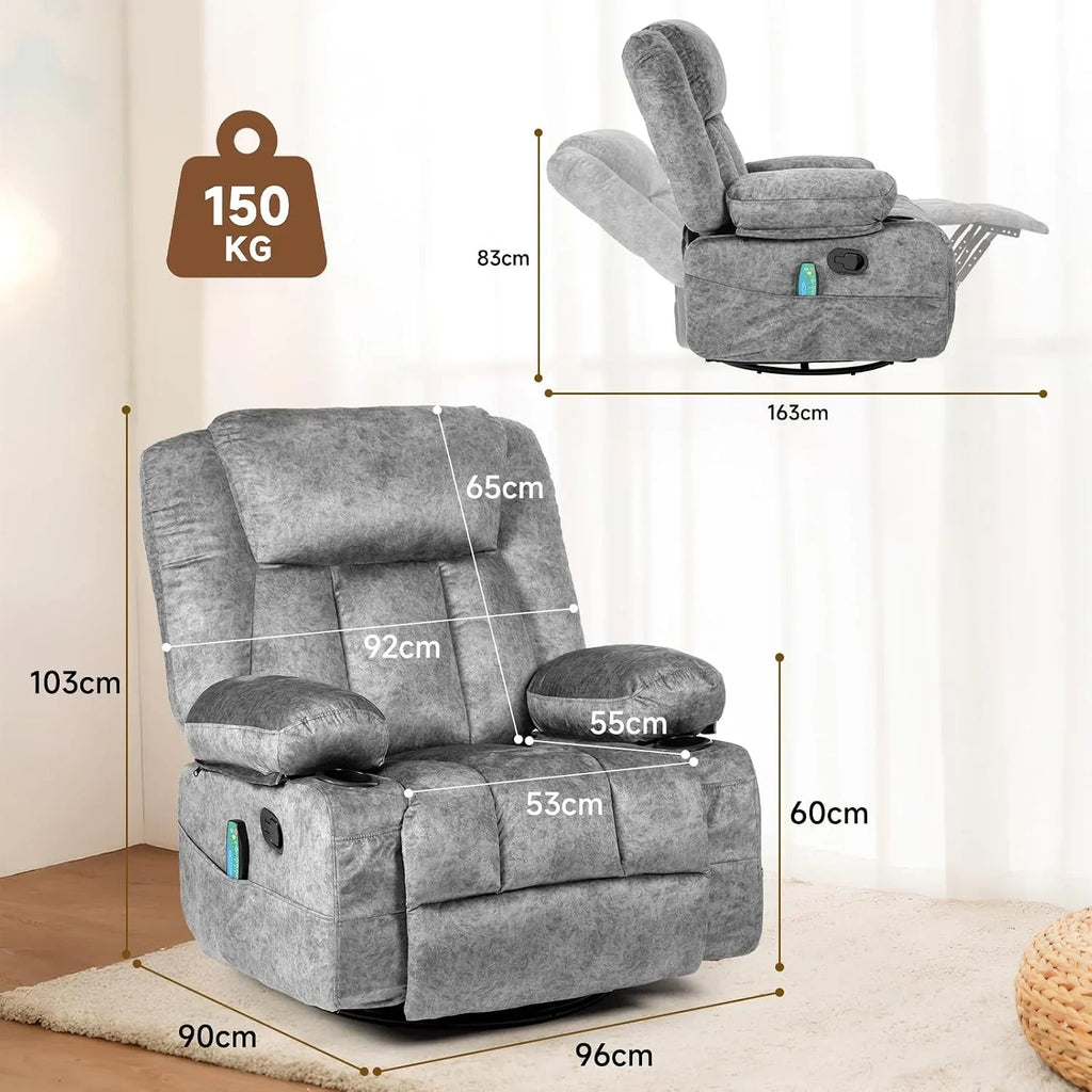 HAUSPROFI Electric Massage Recliner Chair Grey