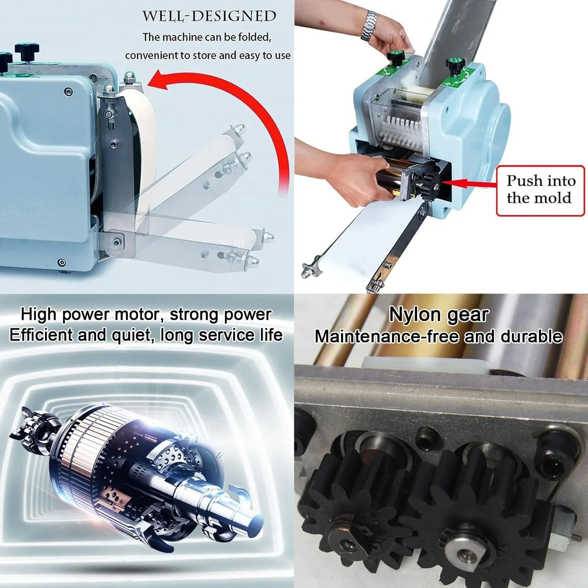 Qiang Máquina para Hacer Wonton Pi,Gyoza Skin Commercial Dumpling Wrapper Maker,60 Piezas/Min,Máquina De Pasta Eléctrica Acero Inoxidable Laminadora De Masa con Molde,3Molds