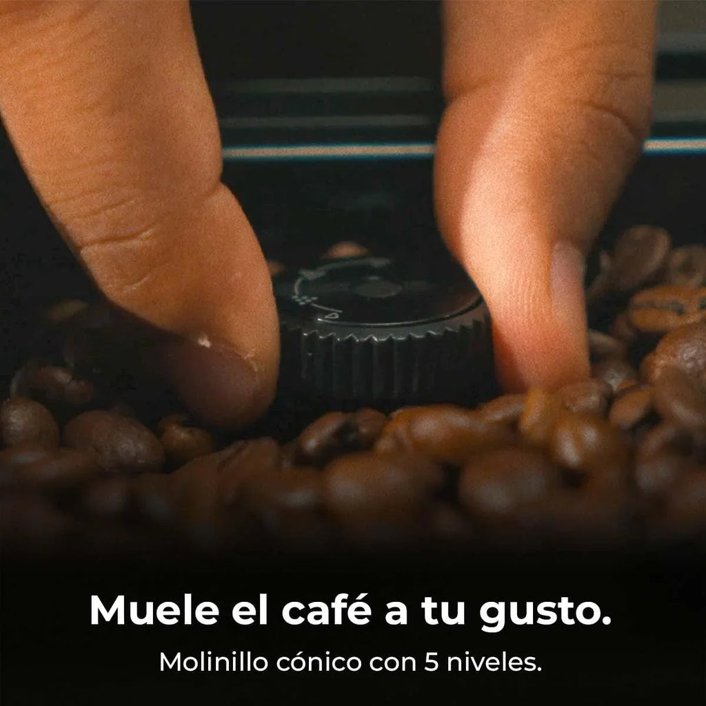 Cecotec Cafetera Superautomática Cremmaet Latte Touch. 19Bares, Thermoblock, 12 Bebidas, 4 Perfiles, Agua 1.1L y 400ml Leche, Pantalla TFT, Molinillo Cónico, Limpieza Automática, Altura Regulable