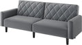 Yaheetech 2 Seater Sofa Bed with 2 Separate Backrests Grey Fit