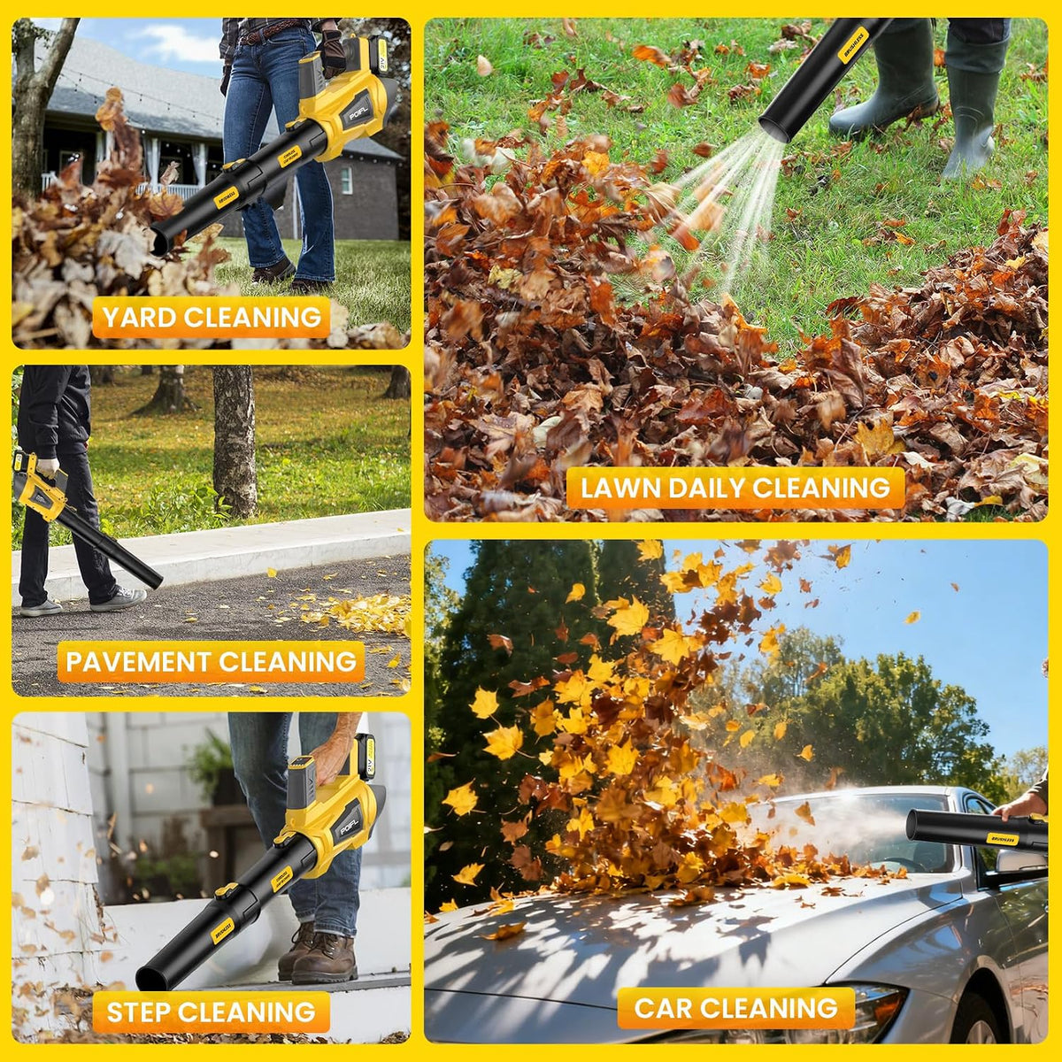 Soplador de Hojas 5 Velocidades, 2×4.0Ah Baterías y Cargador Motor sin Escobillas de 1000 W Rápido, Soplador Eléctrico Ligero para Cuidado del Jardín, Entrada, Hojas, Polvo y Nieve