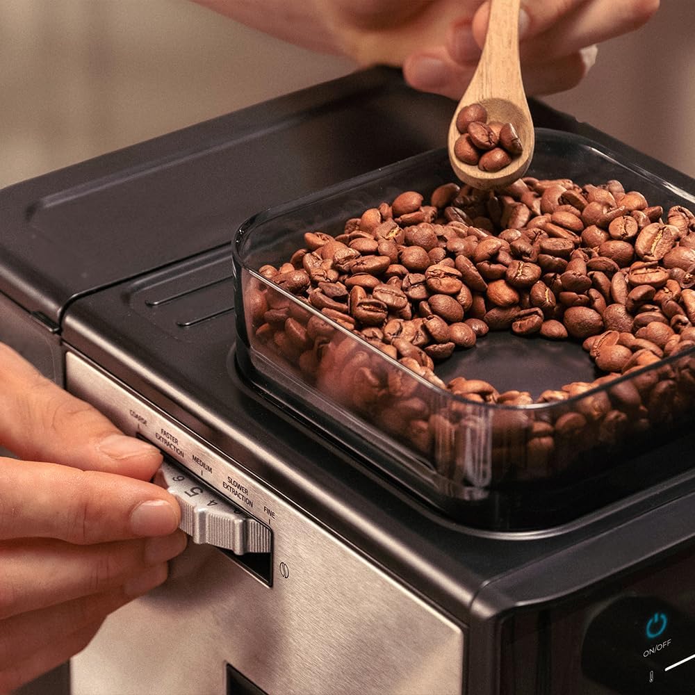 Cecotec Cafetera Express Power Espresso 20 Grind +. 1350W, 20 Bares, Pantalla Táctil, Thermoblock, Depósito Agua 1,7L, 20 Niveles de Molienda, Depósito Café 150g, Espumador de Leche, Seguridad