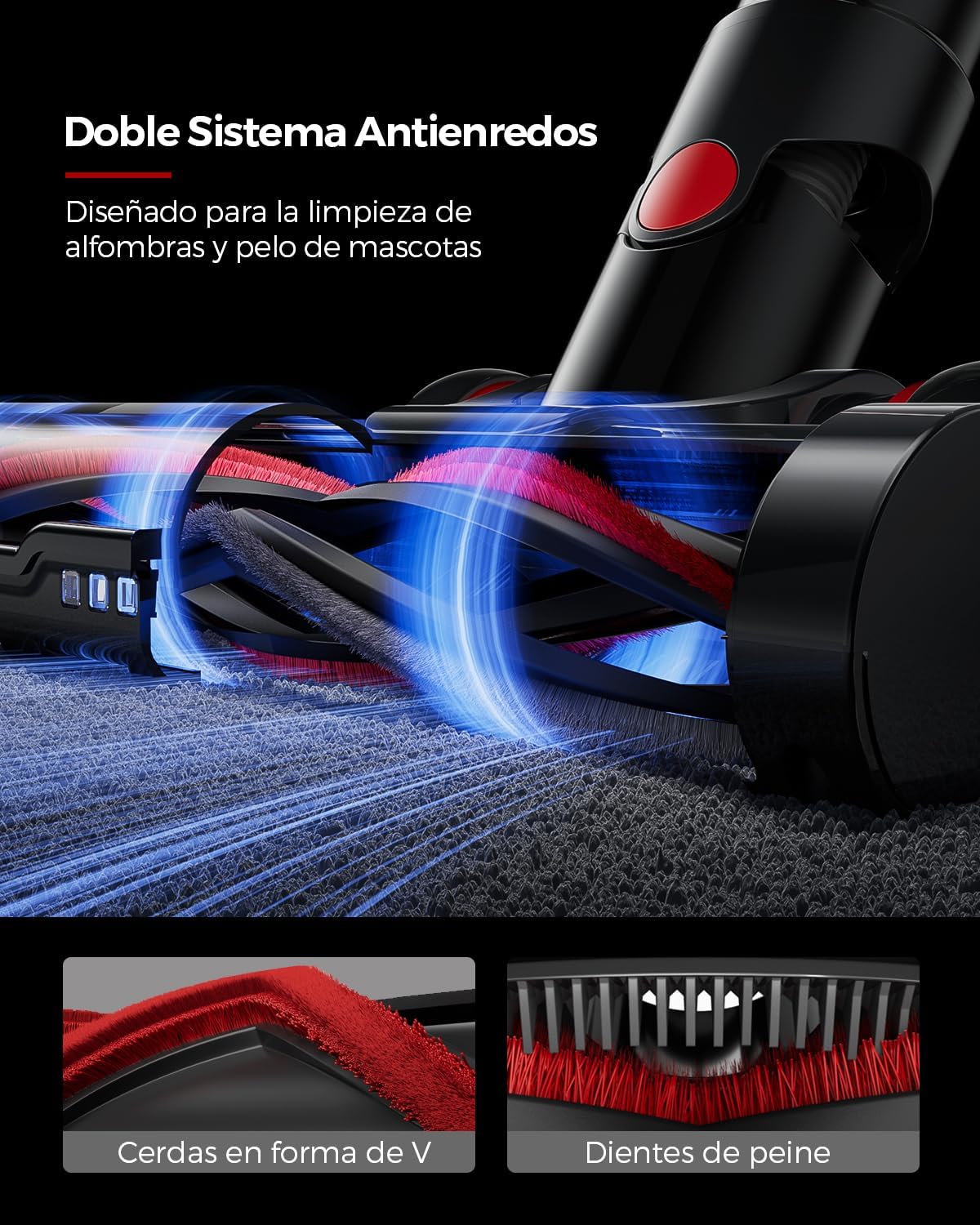 VACTechPro Aspiradora sin Cable, Aspirador Vertical, Rojo y Morado