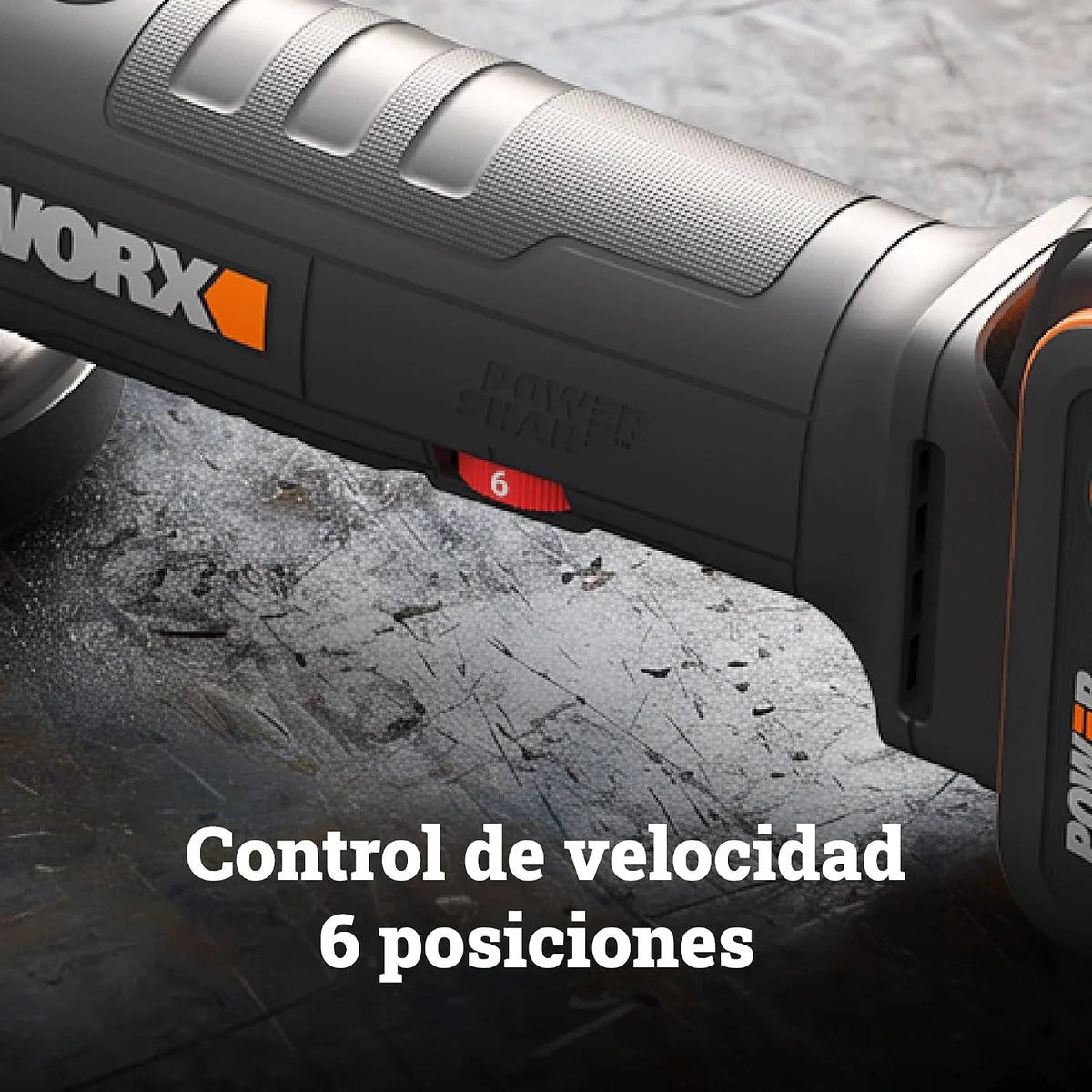 WORX WX807 Amoladora Angular 125mm con Batería 20v - 4Ah, 6 Velocidades