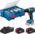 Bosch Professional 18V System atornillador a batería GSR 18V-65 (motor Brushless sin escobillas, longitud del cabezal 166, 2 baterías GBA 4.0Ah, 82AC, L-Case)