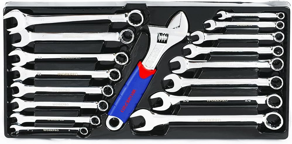 WORKPRO 408piezas Juego de Herramientas mecánicas, Caja de Herramientas Completa para mecánicos con 3 cajones, Caja de Metal Resistente