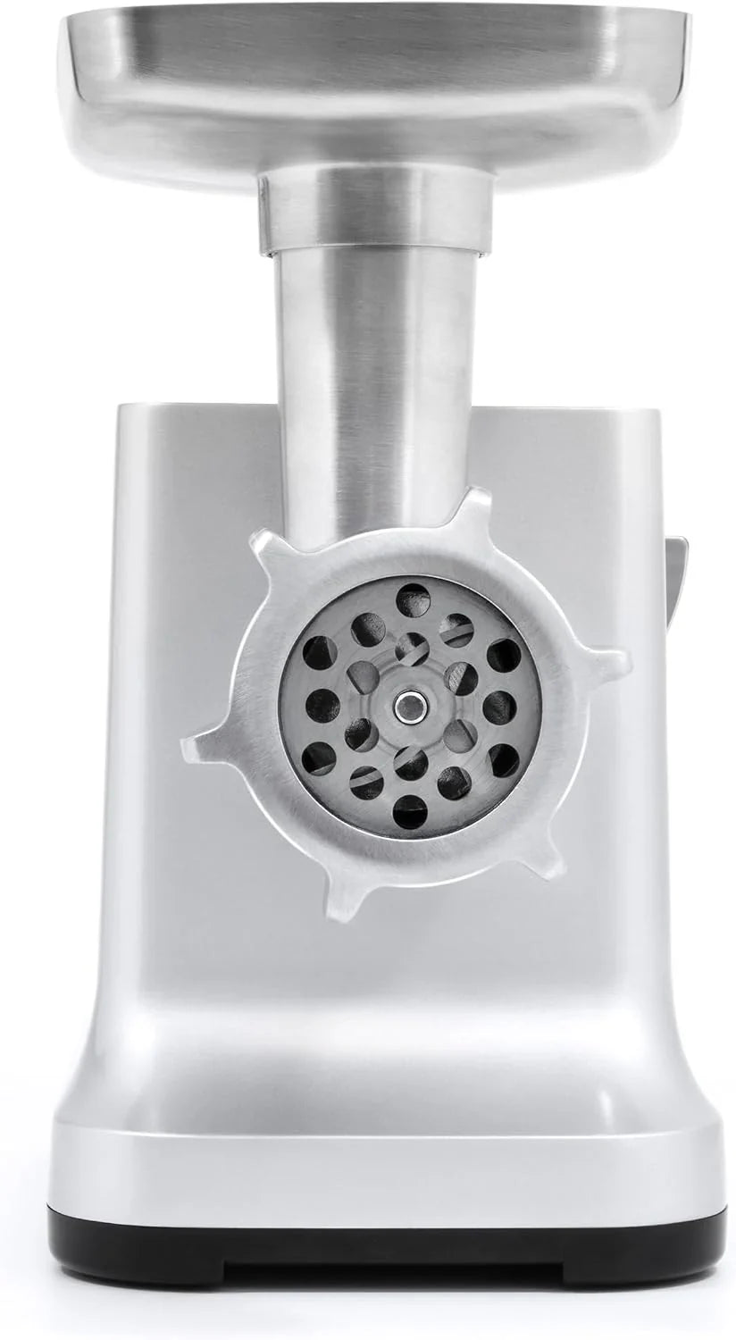 Caso FW2000 - Picadora de carne eléctrica, incluye galletas de salpicar, accesorio nominal, 800 W, 2000 W locked, aprox. 2kg/minuto, carcasa de aluminio fundido, potente motor, plateado
