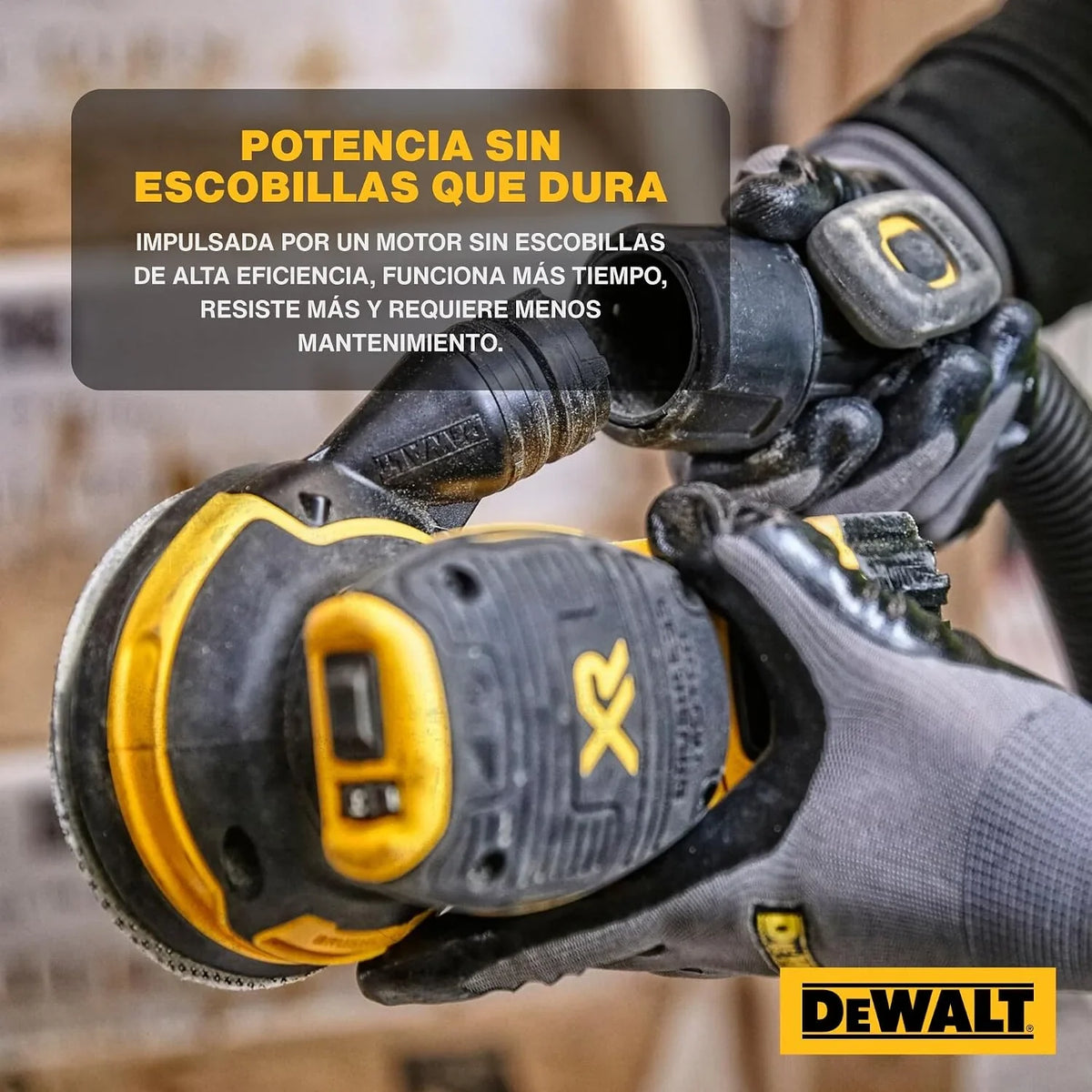 DEWALT DCW210NT-XJ - Lijadora Rotorbital sin Escobillas XR 18 V Diámetro 125 mm Electrónica sin Cargador/Batería con Maletín Tstak II, Negro/Amarillo