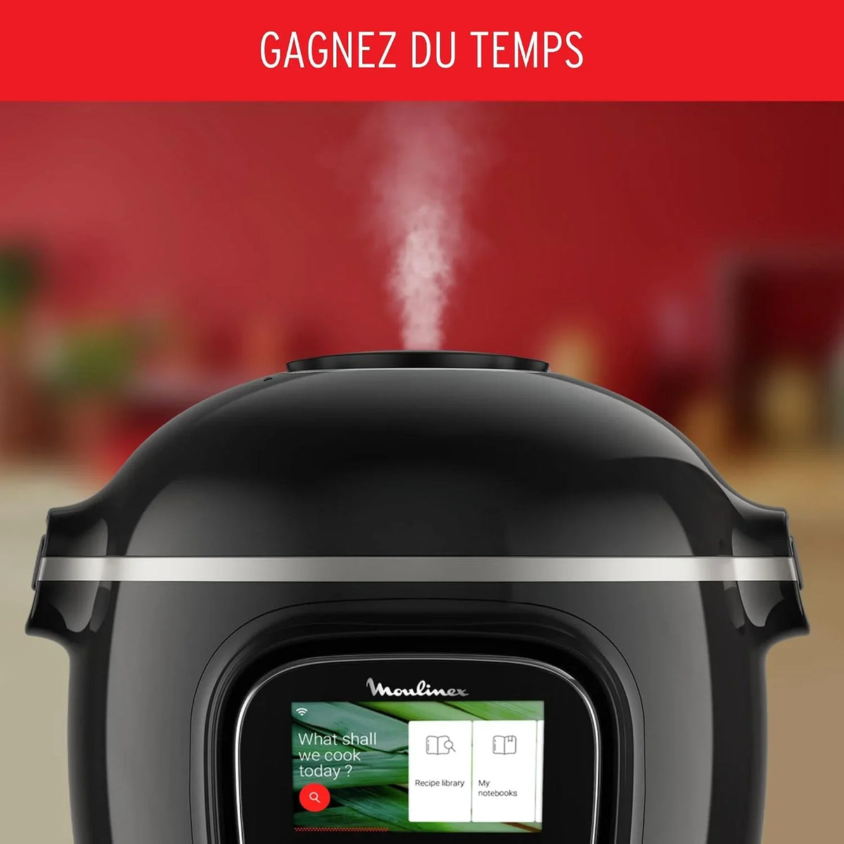 Moulinex Cookeo Touch Wifi - Multicooker inteligente de alta presión + molde para tartas 18 cm, 6 L, pantalla táctil, 250 recetas integradas, aplicación Moulinex YY5297FB, negro