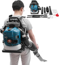 Soplador de hojas de gasolina, aspirador de jardín de 4 tiempos, soplador de 75,6 cc con potencia de motor de 2600 W y depósito de 1,9 L, velocidad variable, amortiguador de hojas refrigerado por aire