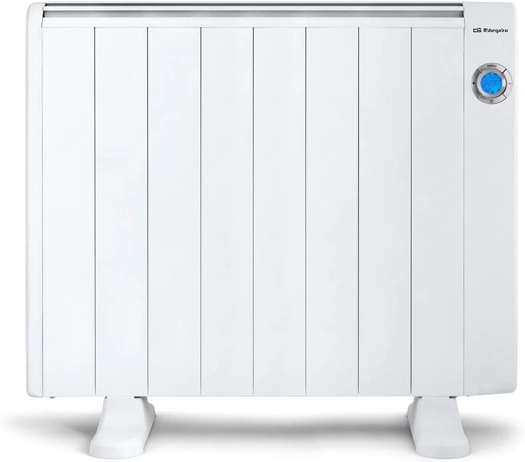 Orbegozo RRE 1510, Emisor térmico bajo consumo, 1500 W, 8 elementos reales, aluminio, mando a distancia, funcionamiento programable,botón de desconexión total, pared o pie, color blanco