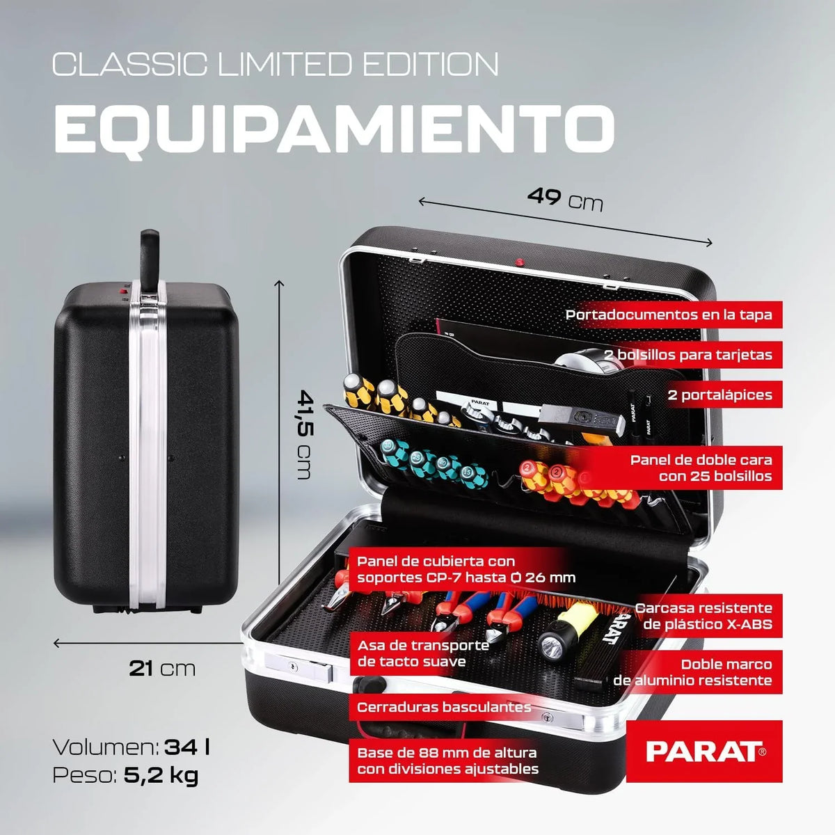 Parat 1945010001 Limited Edition - Maletín de herramientas (tamaño XL, bolsa de herramientas sin contenido, color negro)