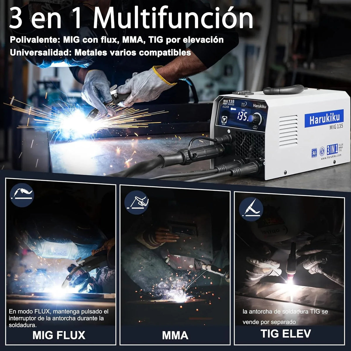 135 Soldador de Hilo sin Gas, Máquina de Soldar 3 en 1