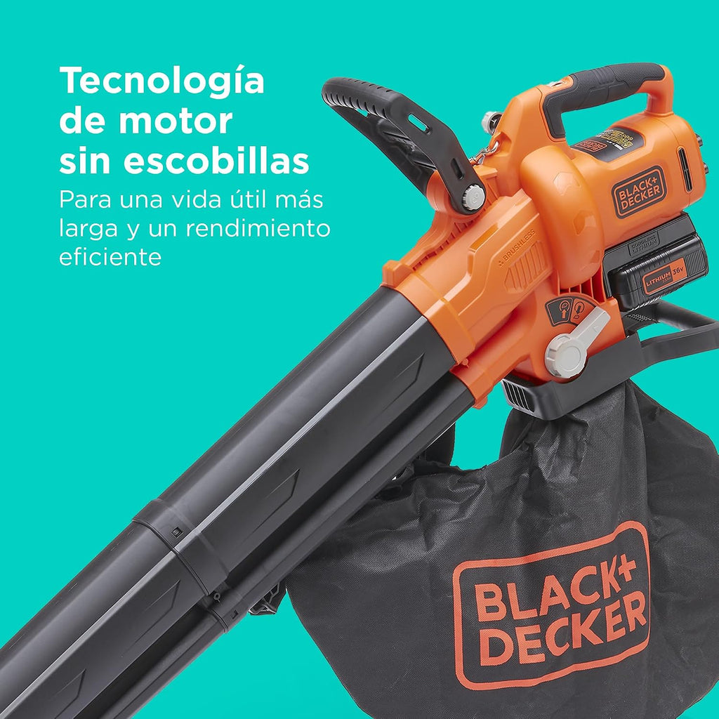 BLACK+DECKER Soplador Aspirador triturador sin Cable 36 V, BCBLV3625L1-QW