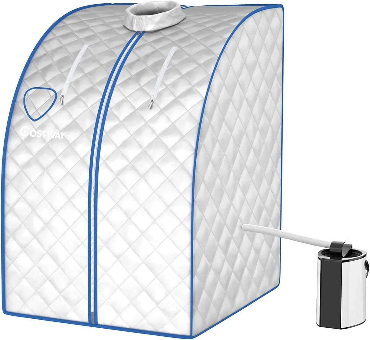 COSTWAY 3L Mini Sauna de Vapor para Casa con Control Remoto, Silla y Accesorios Sauna de Vapor Portátil con Control Remoto, 1000w Cabina de Sauna con Temperatura y Temporizador Ajustables (plata)