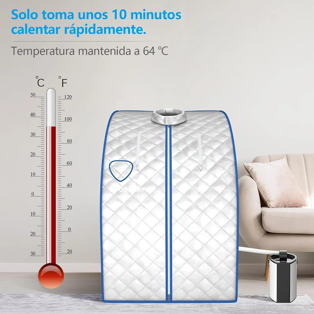 COSTWAY 3L Mini Sauna de Vapor para Casa con Control Remoto, Silla y Accesorios Sauna de Vapor Portátil con Control Remoto, 1000w Cabina de Sauna con Temperatura y Temporizador Ajustables (plata)